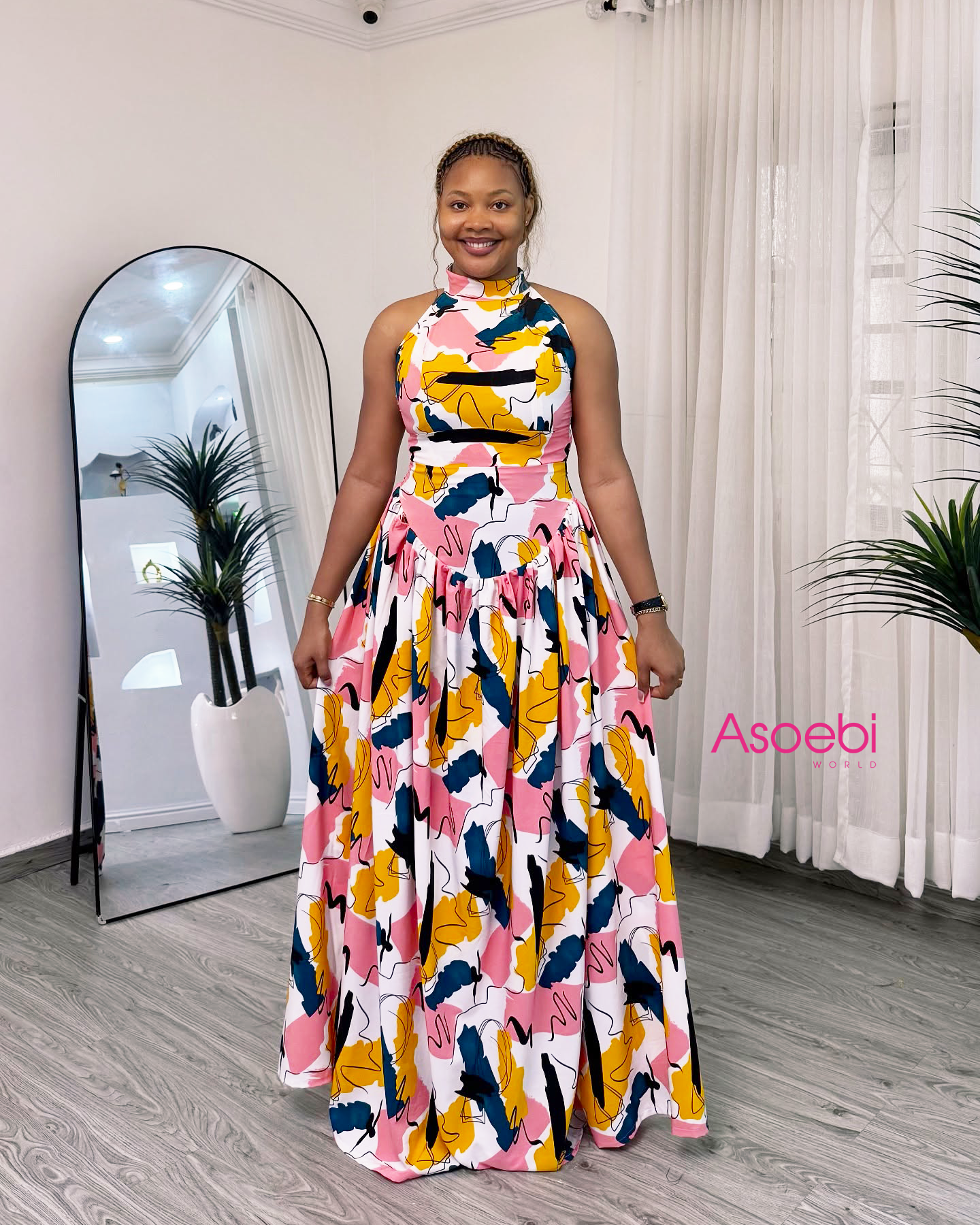 ORANGE PINK ANKARA MAXI DRESS