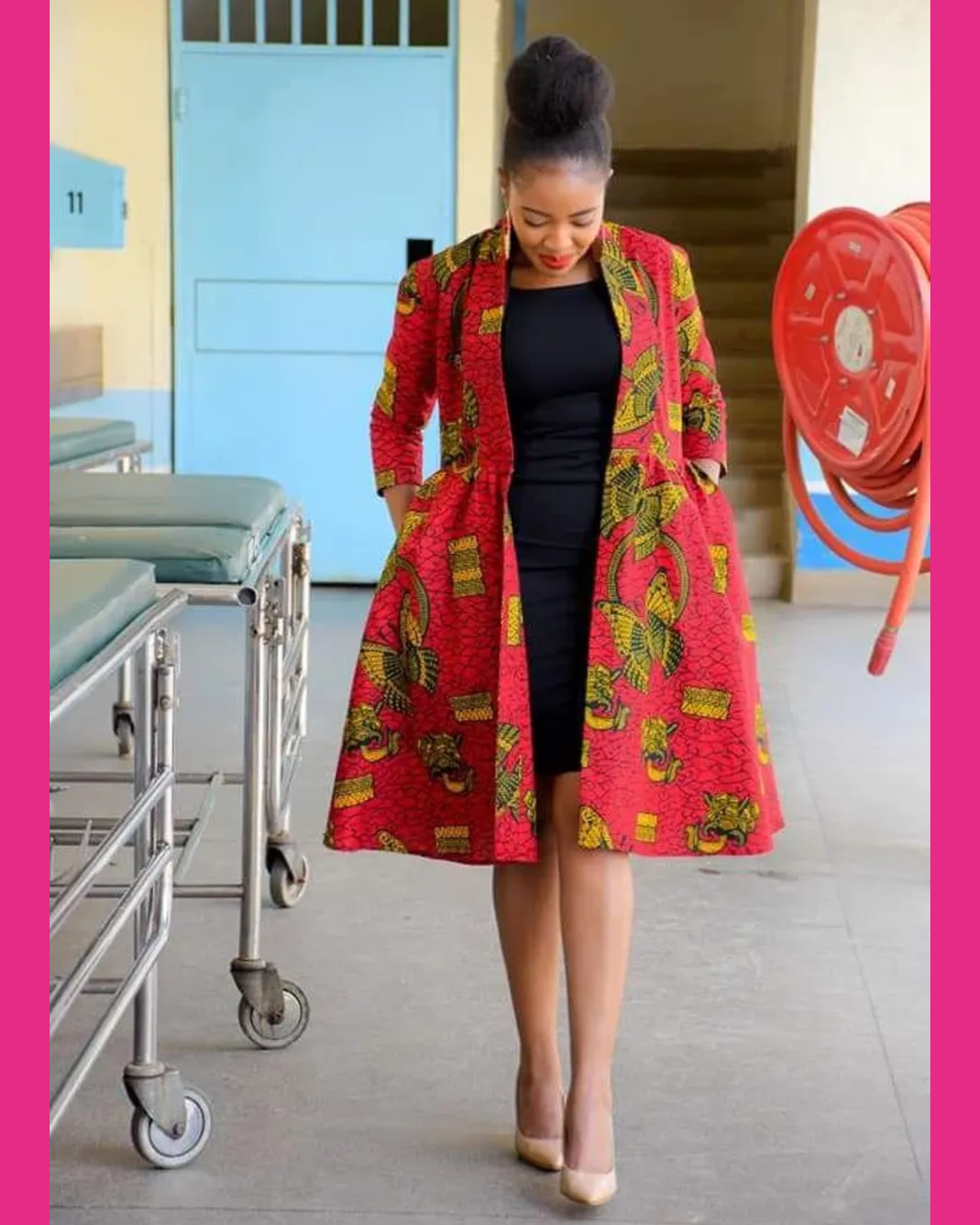 REGINA RED ANKARA JACKET COAT