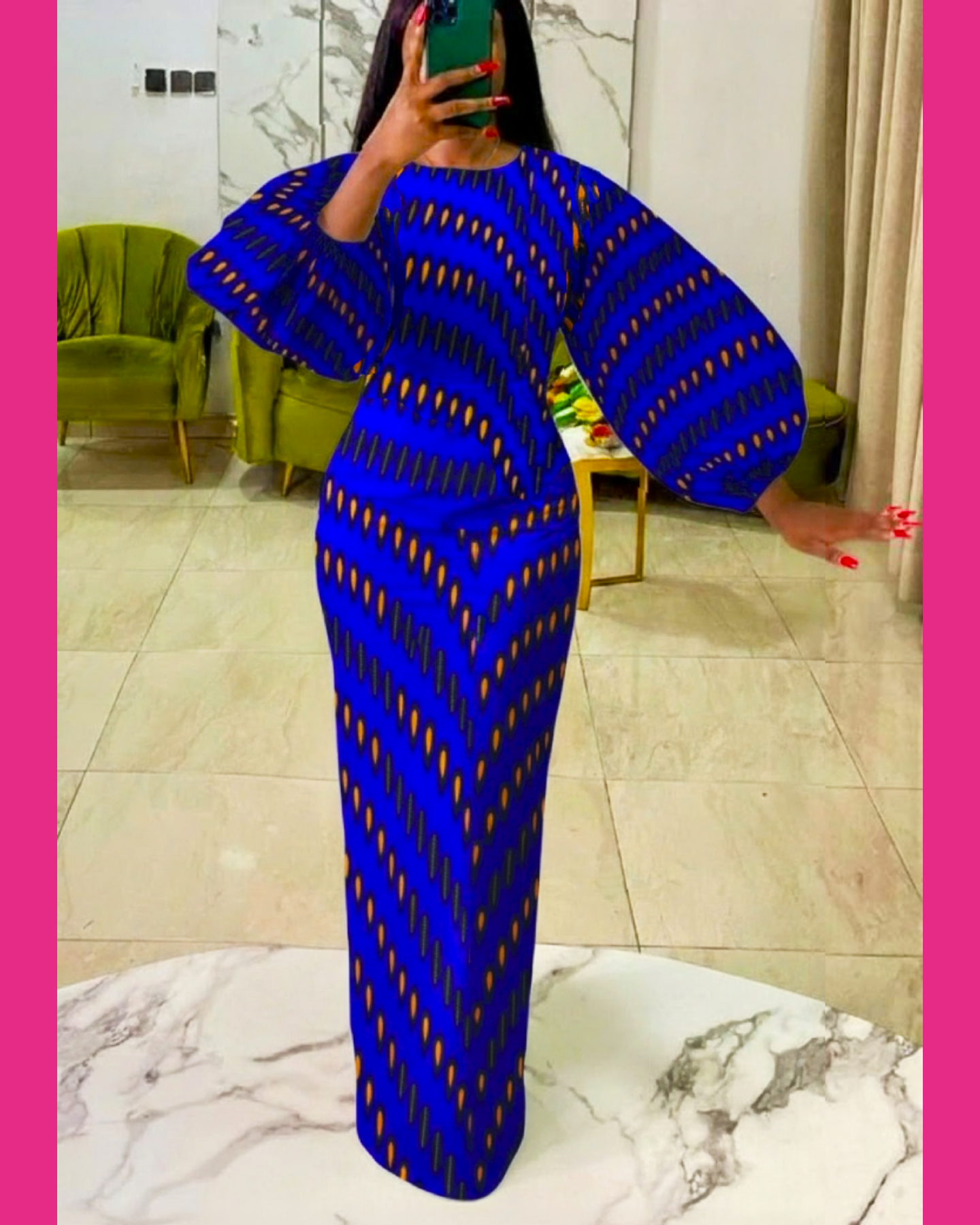 ASOEBI DESIGN BLUE SADE ANKARA MAXI DRESS