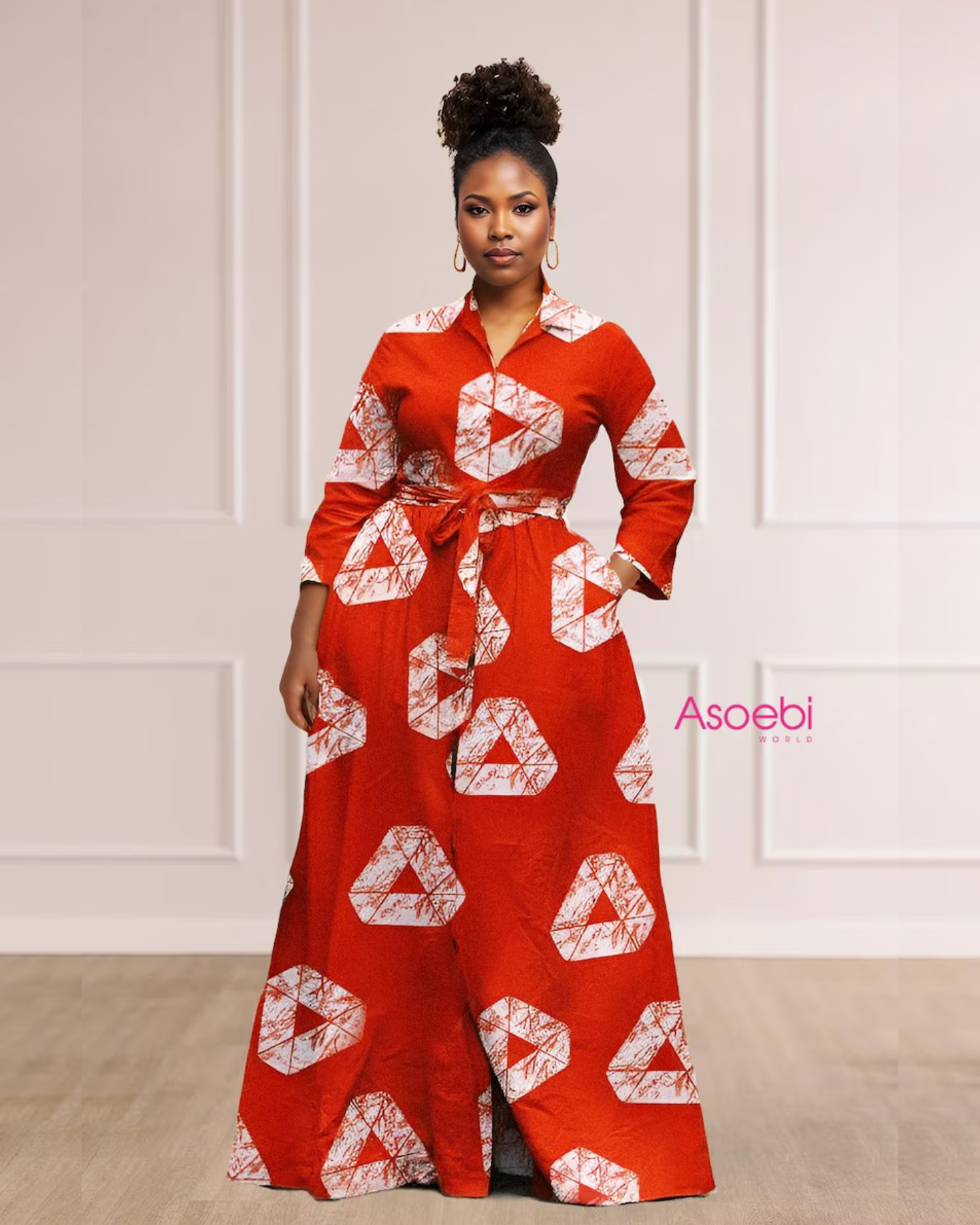 ASOEBI DESIGN ORANGE ANKARA MAXI DRESS