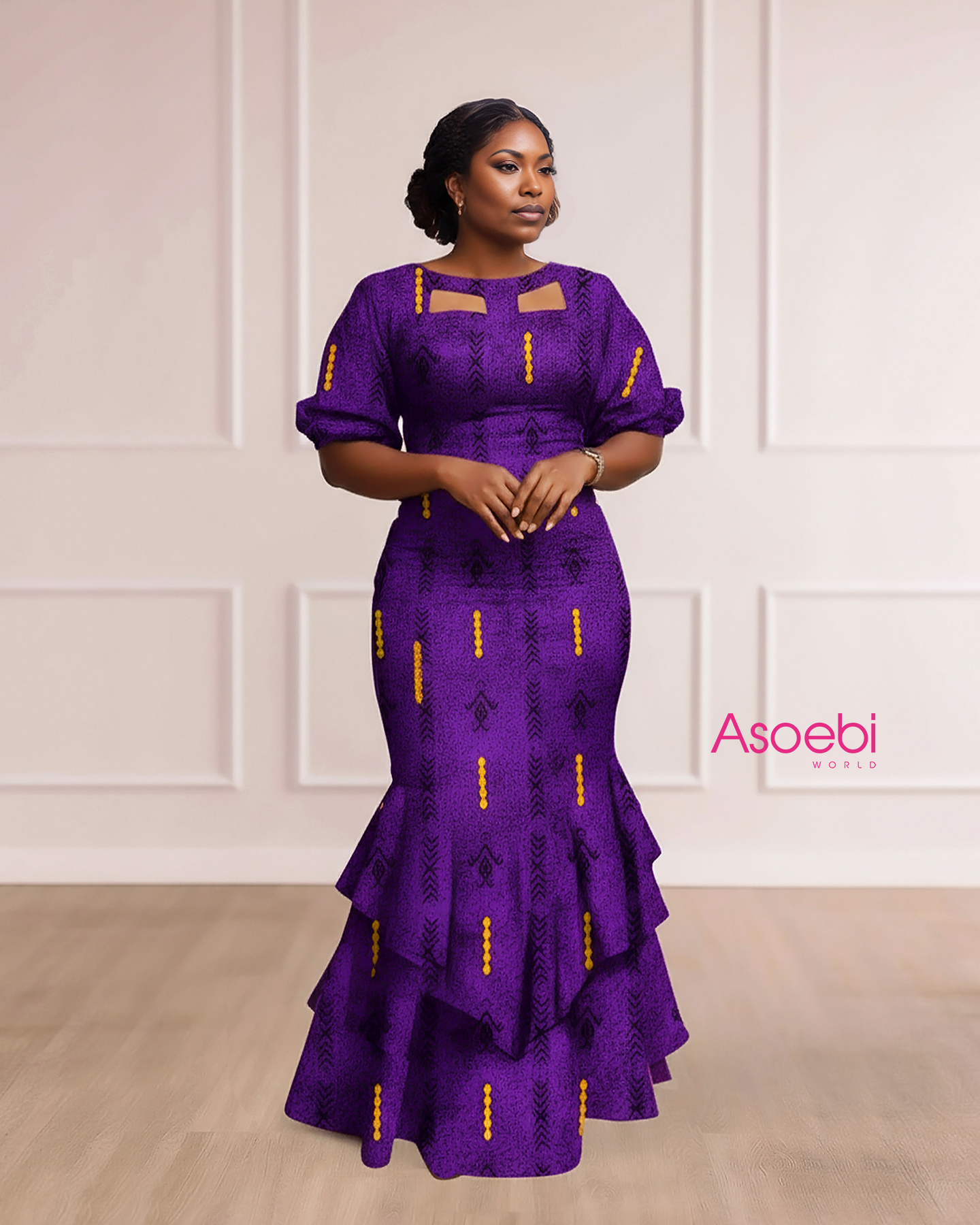 ASOEBI DESIGN PURPLE ANKARA MAXI DRESS